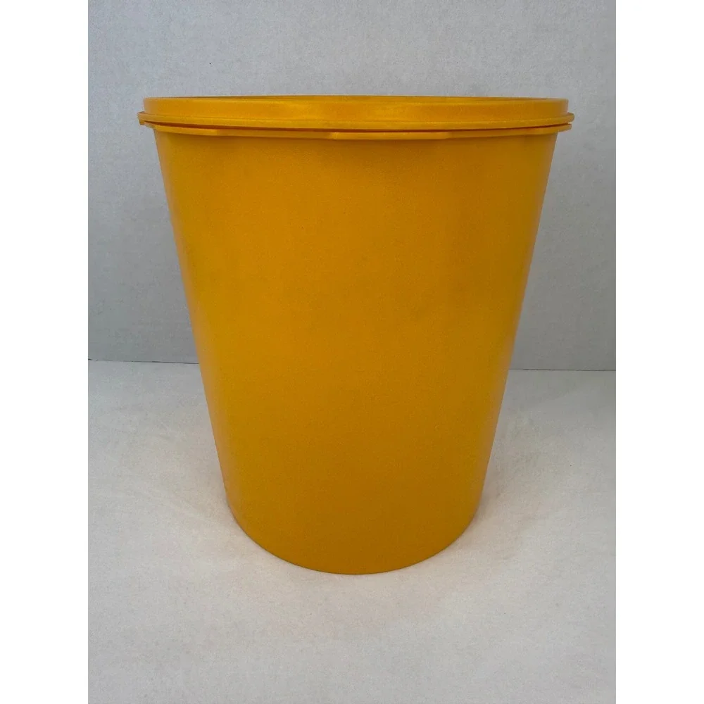 Vintage‎ Tupperware Servalier Canister Yellow Sunburst Lid Floral 1339-3 1205-4